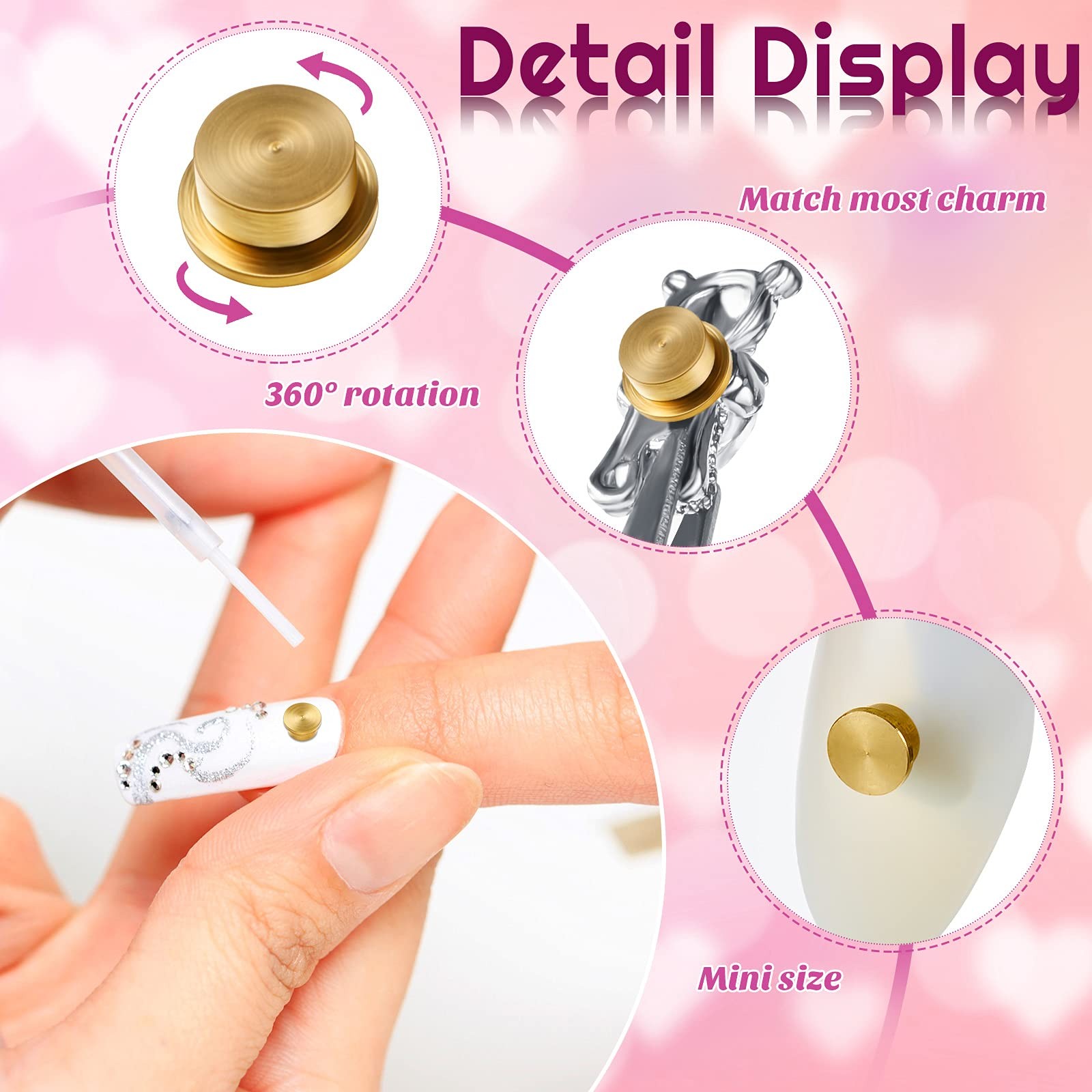 30 Pieces Spinning Nail Charms Nail Art Rotating Charm Bearing Art Tool Rings…