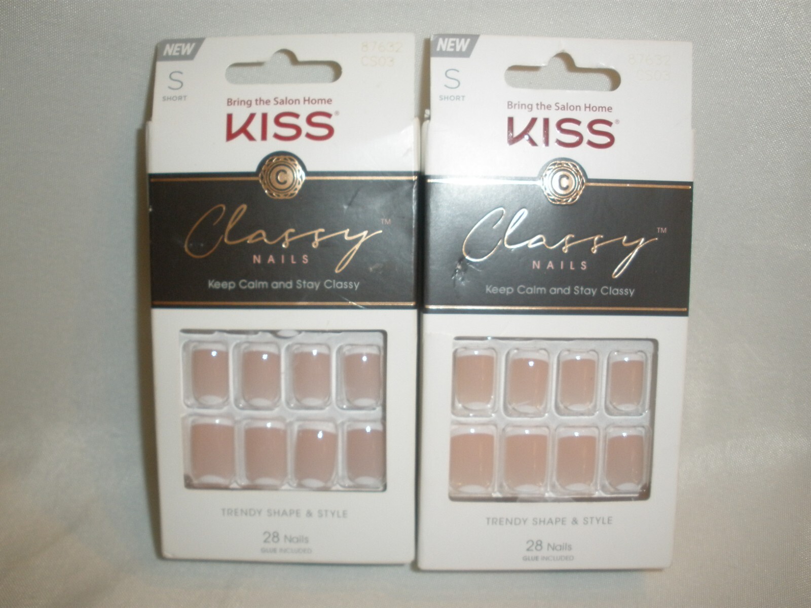 New Lot of 2 KISS Classy S French Tip Nails CS03