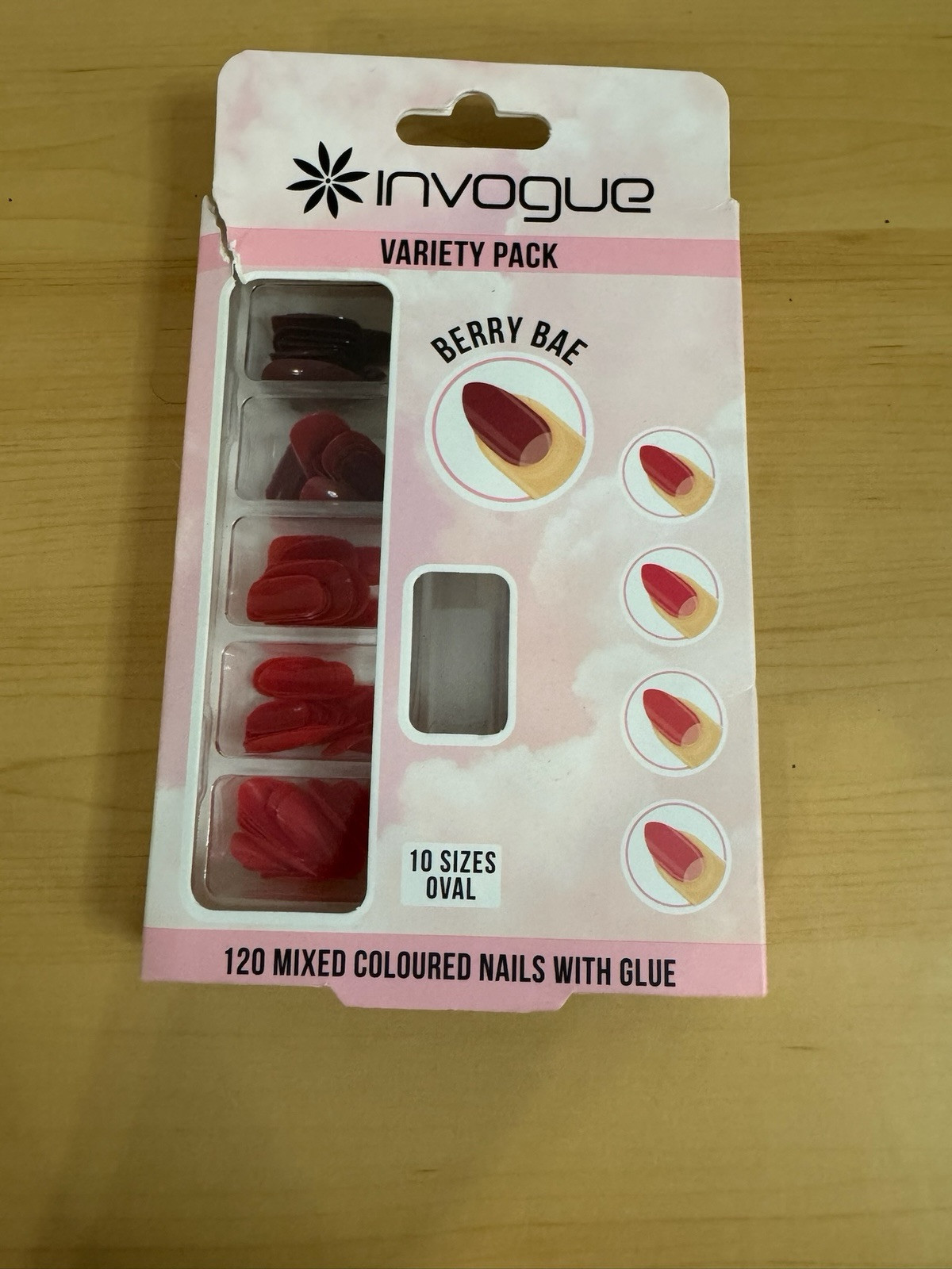 Invogue Coloured Nails Variety, Pack 10 Sizes Oval 120 Nails
