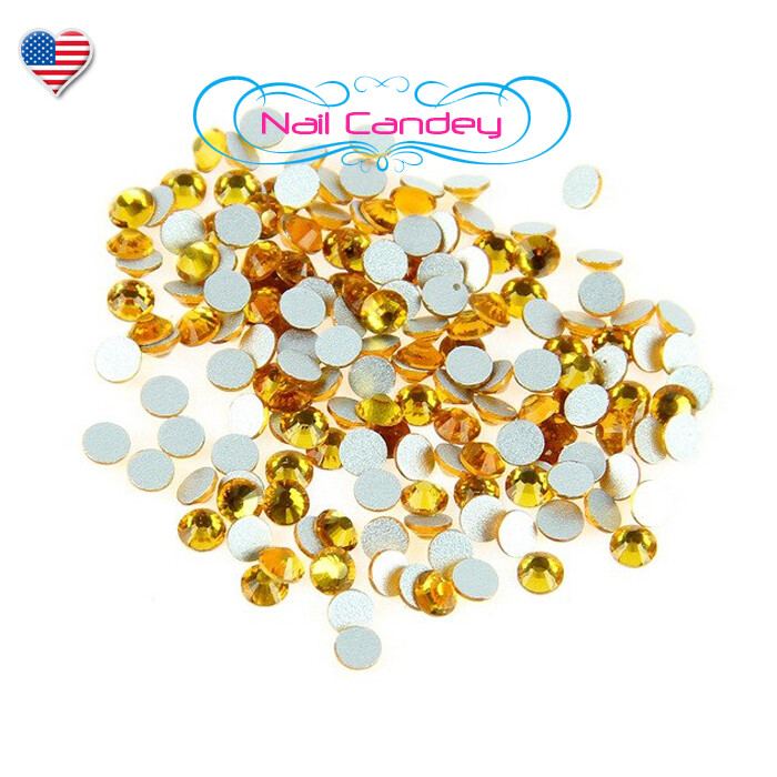 Yellow Gold 20ss Crystals For Nail Art Flatback Swarovski Rhinestones Qty.144