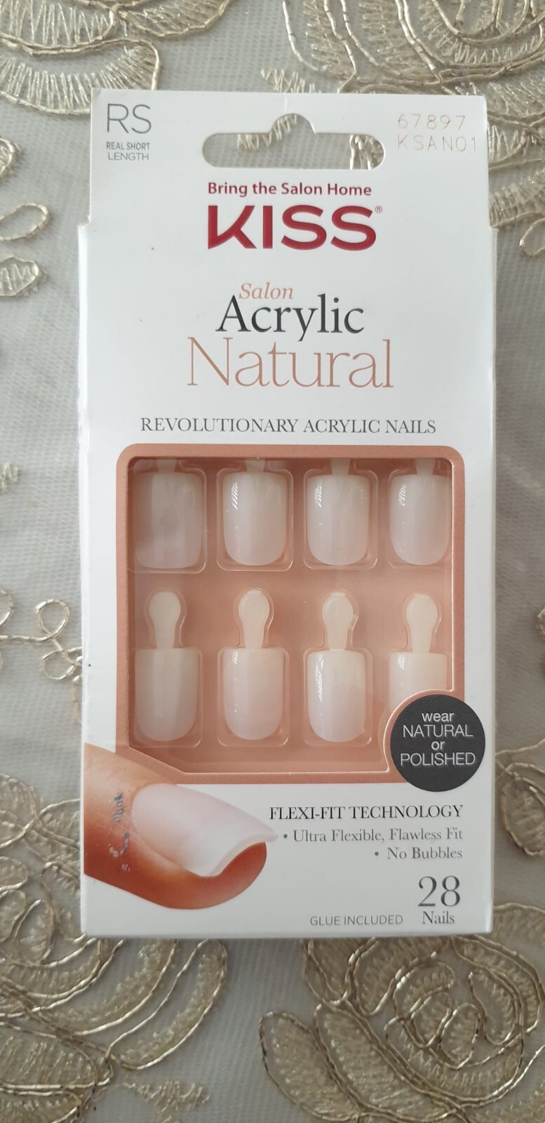 Kiss Salon Acrylic Natural Revolutionary Acrylic Nails Real Short (Brand New)