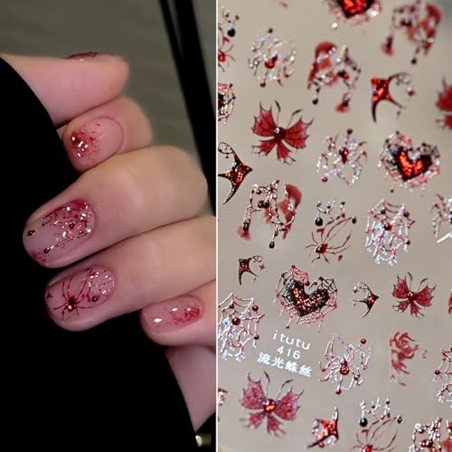 Halloween Nail Stickers for Nail Art 5D Red Halloween Stickers Style 7
