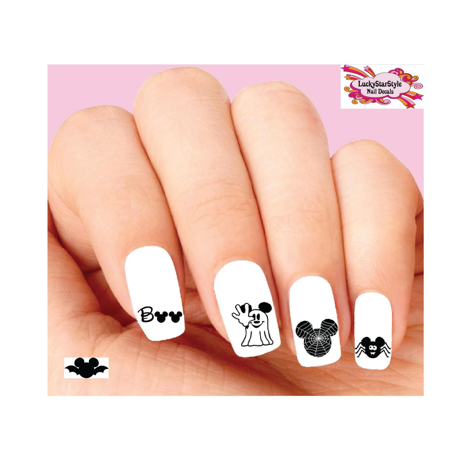 Waterslide Nail Decals Art Set of 20 – Mickey Mouse Halloween Silhouettes