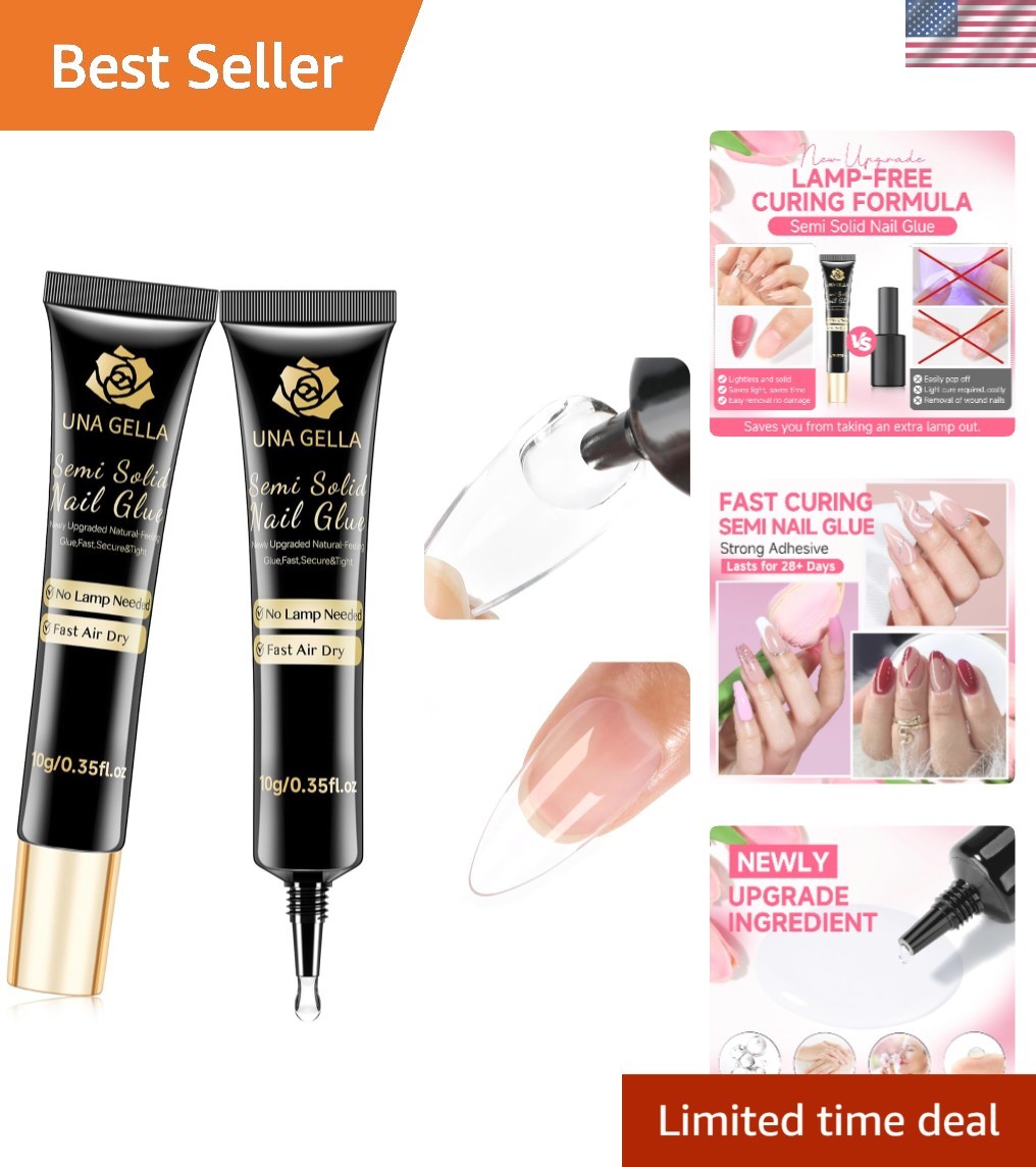 Gentle, Non-Toxic Nail Glue – 2 Pack, Ideal for All Nail Types & Lasts 28 Days
