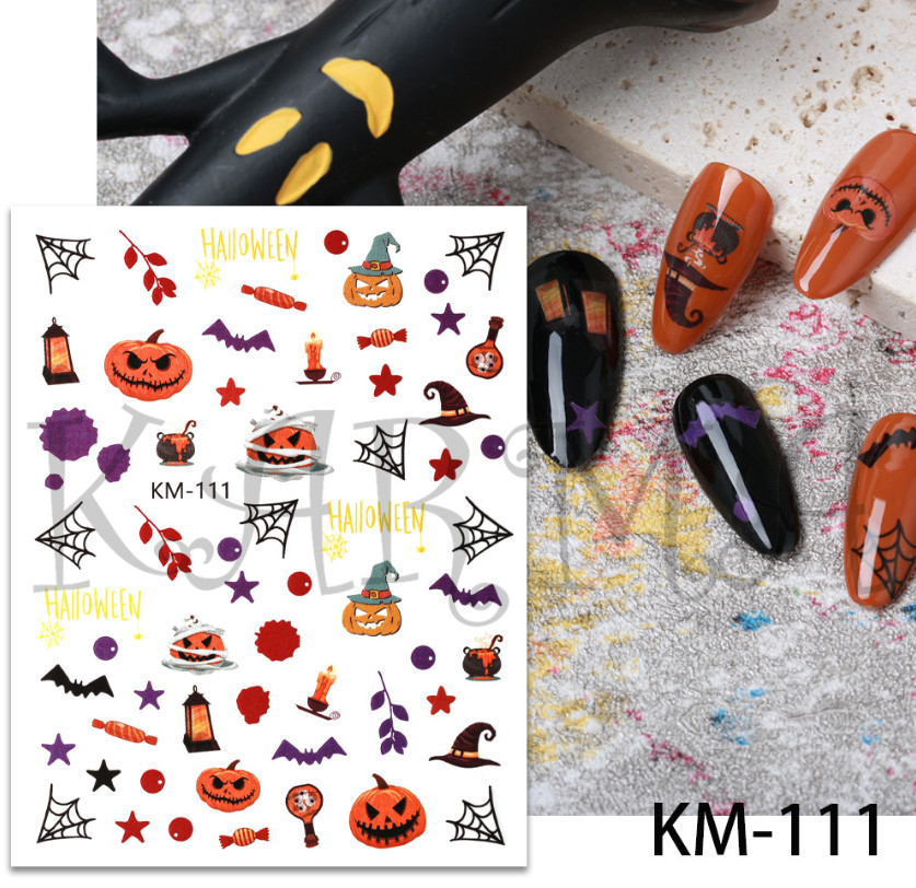 Halloween Nail Art Stickers Skull Bone Skeleton Pumpkin Horror Ghost Slider NH22