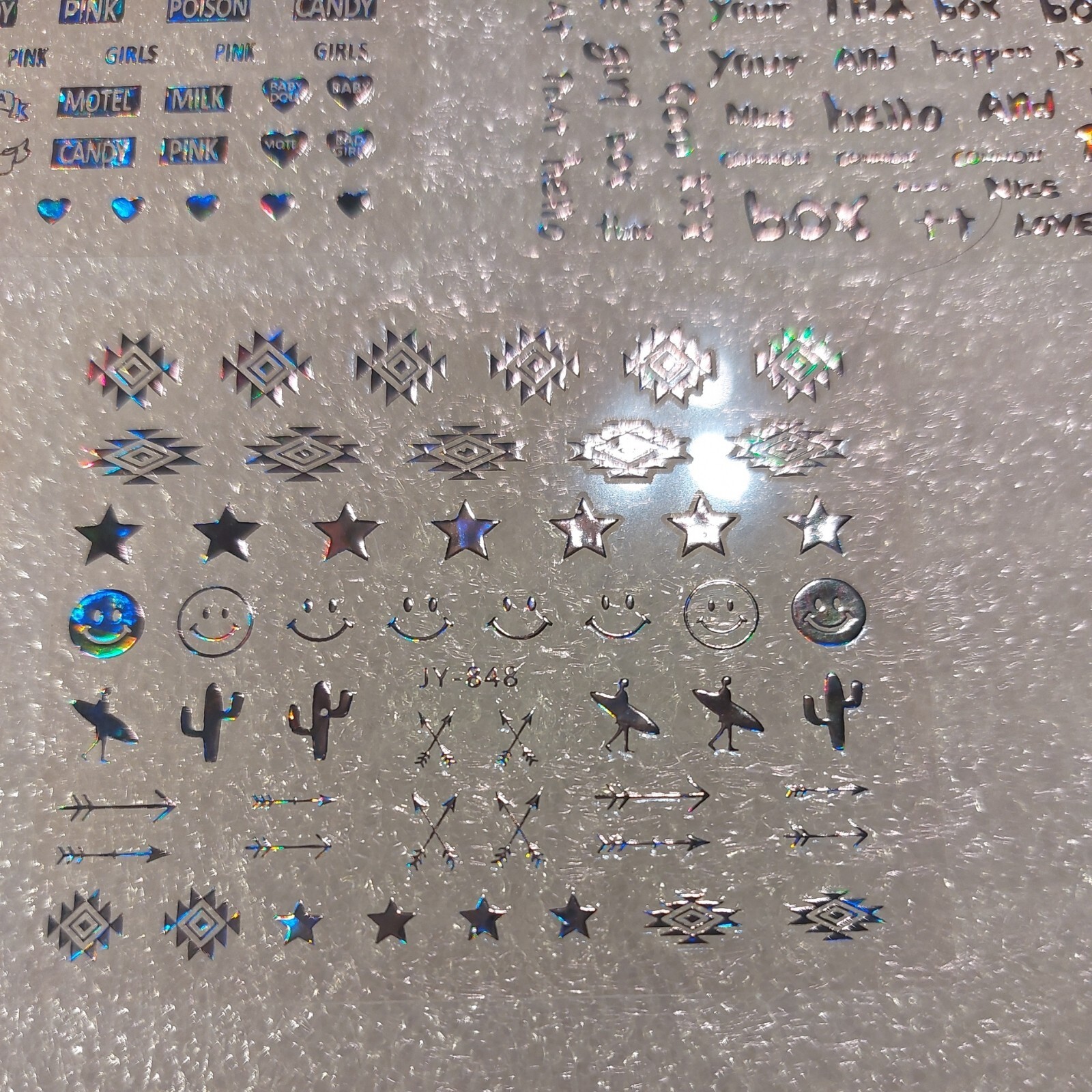 3 X Small Sheets Of Silver Nail Art Stickers (Dn426) New