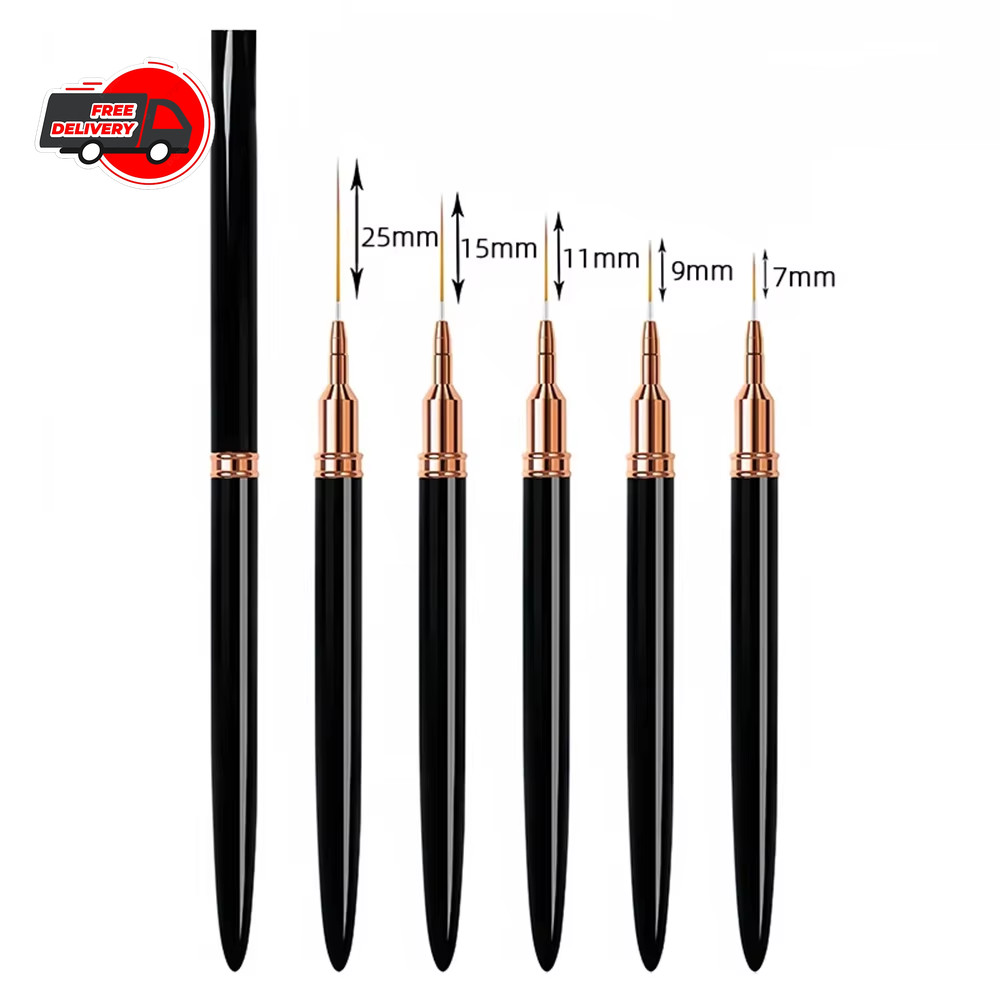 5pcs Nail Art Liner Brush Pen Set Elongated Striping Drawing Professional Tools