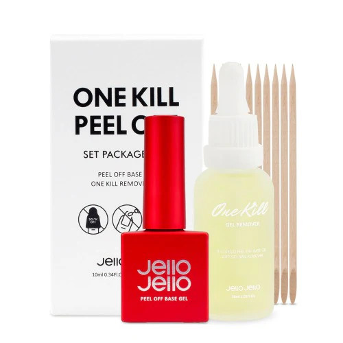 [Stock in US] JELLO JELLO Peel Off Base Gel 10ml + One Kill Remover 30ml Set