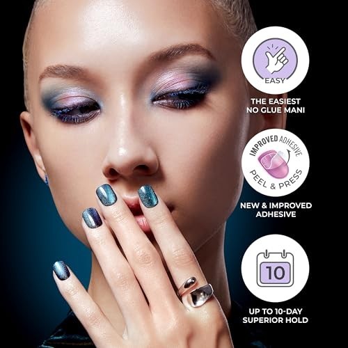 Press On Nails Solid White Short Squoval, 30 Fake Nails, 10-Day Hold, Nail Kit