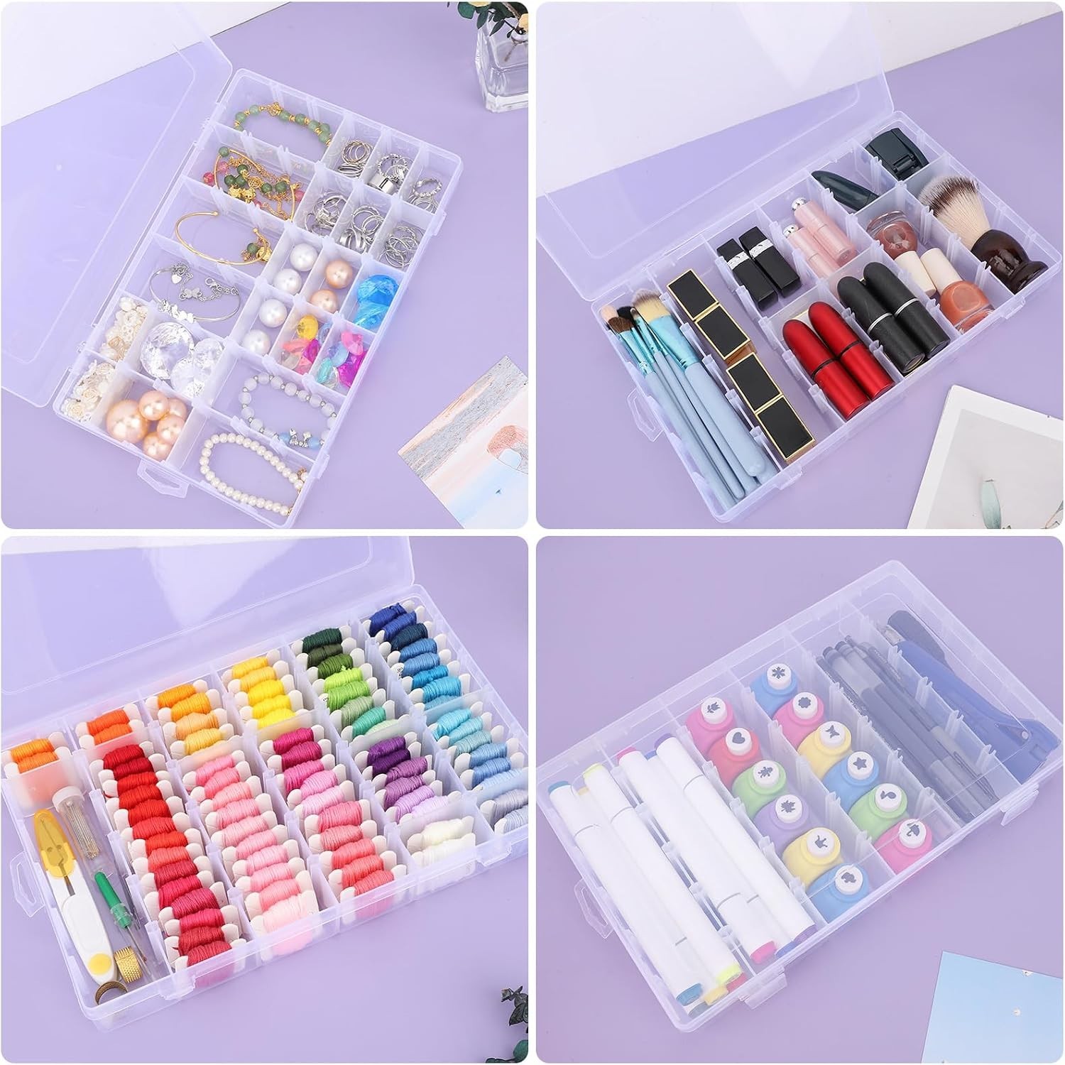 Nail Organizer Storage Box 36 Grids, Rhinestone Container Clear, Acrylic Pres…