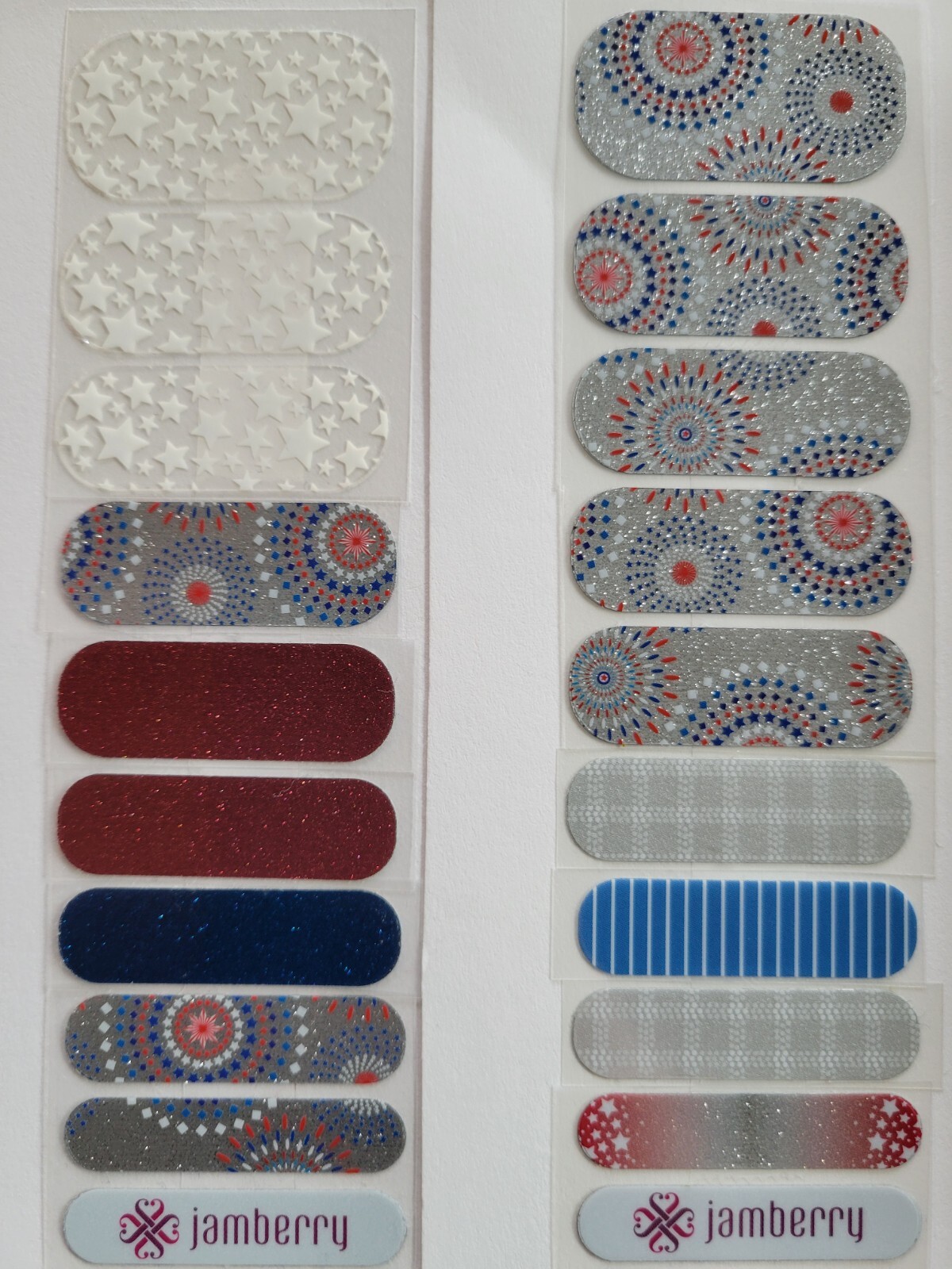 Lot Of 2 Jamberry Nail Wraps Custom Mixed Mani Half Sheets ~ Platinum Fireworks