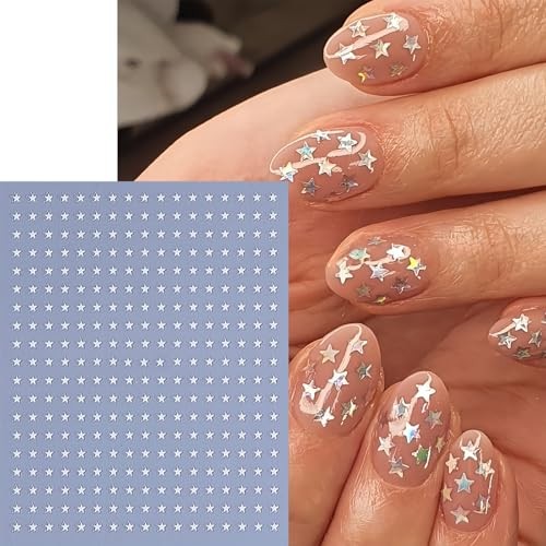6 Sheets Star Nail Stickers 3D Self-Adhesive Celestial Nail five pointed star