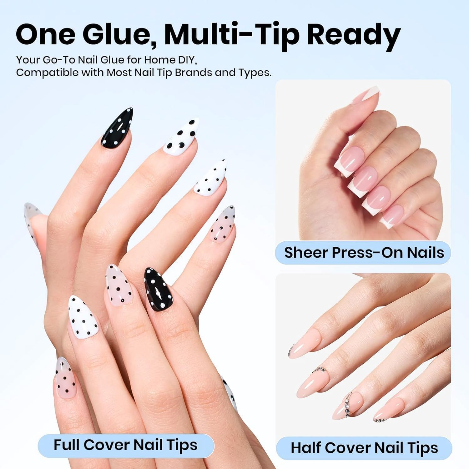 Beetles 2Pcs 15Ml Hema-Free Nail Glue Gel for Acrylic Nail Tips & Clear Press on