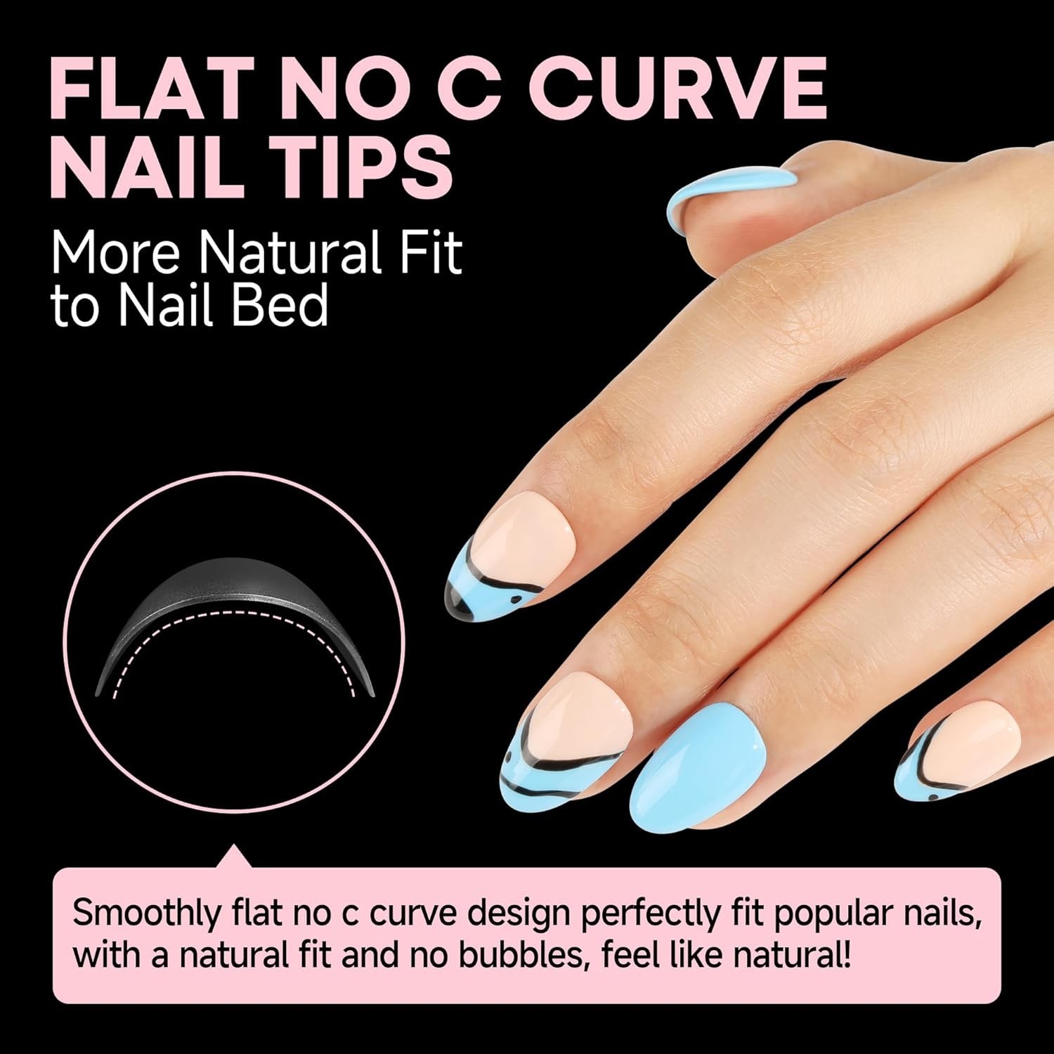Matte Finish Almond Gel Nail Tips 216pcs Half Cover for Salon Quality Nails