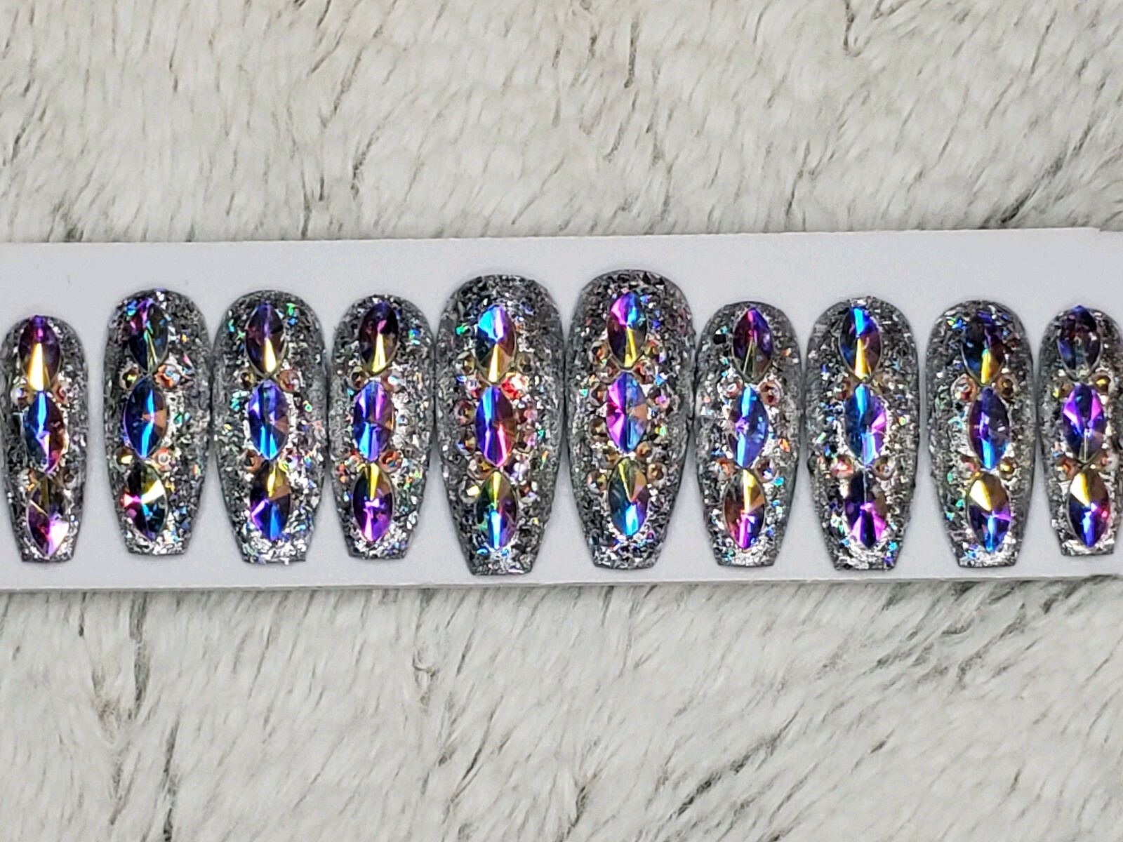 Super bling swarvoski Crystal Press On Nails – bridal coffin diamond bling set