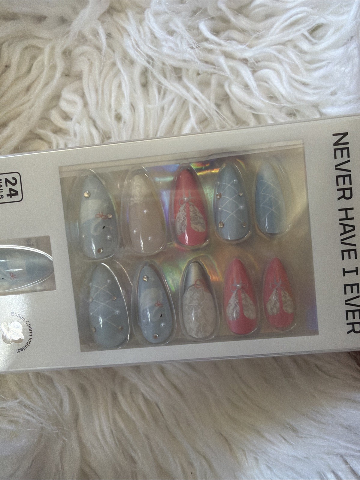 Urban Outfitters Never Have I Ever Press On Nails Swan Lake Blue Pink