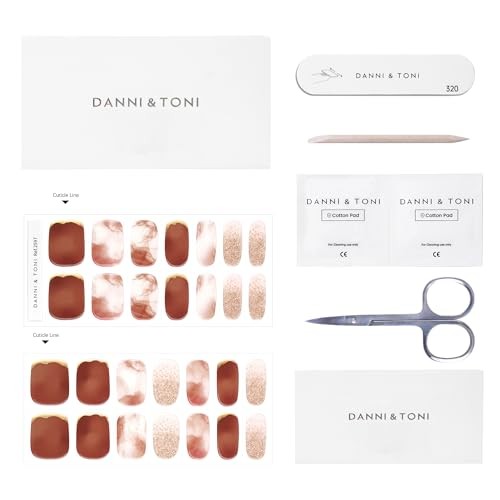 Semi Cured Gel Nail Strips Marble () Gold Glitter Gel Nail Desert Rose