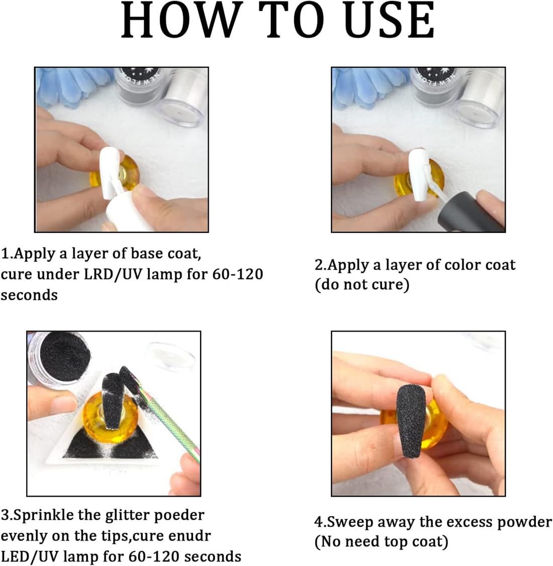 0.2mm Black Nail Glitter White Rainbow Holographic Shining Sugar Nail Glitter…