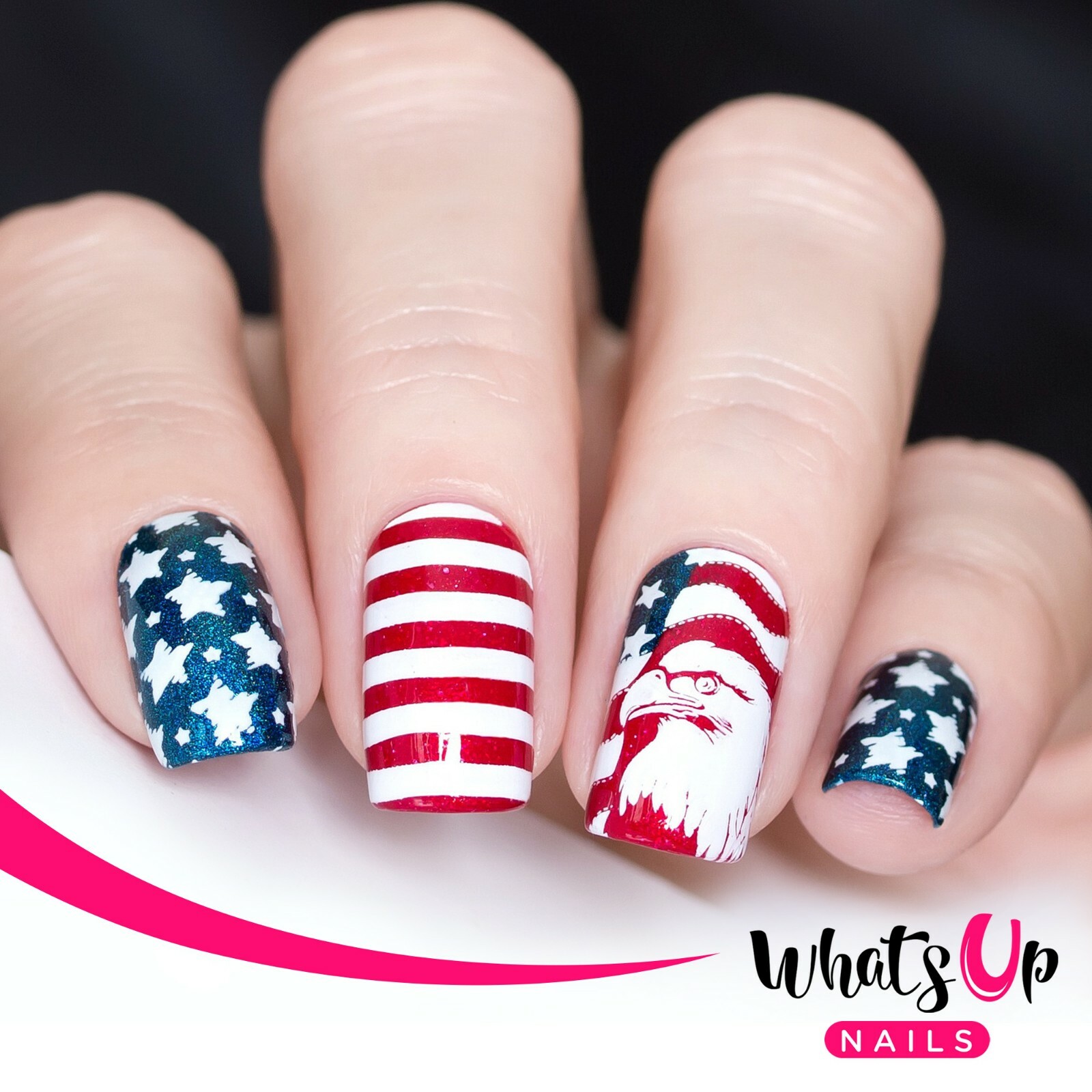 B043 Stars and Stripes Stamping Plate For Stamped Nail Art Design