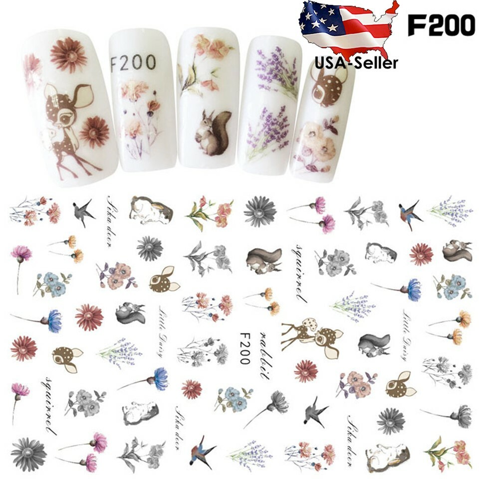 2X Dandelion Flower Animal 3D Nail Stickers Nail Art Adhesive Decals Tips F200