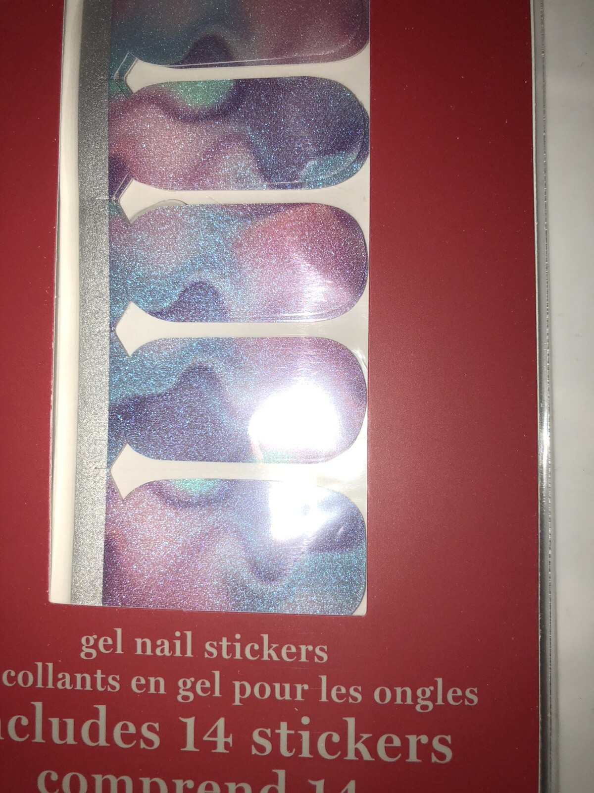2 Avon Nail Art Fmg Press-On Nails NIB Purple , Blue And Pink Tie Dye Design