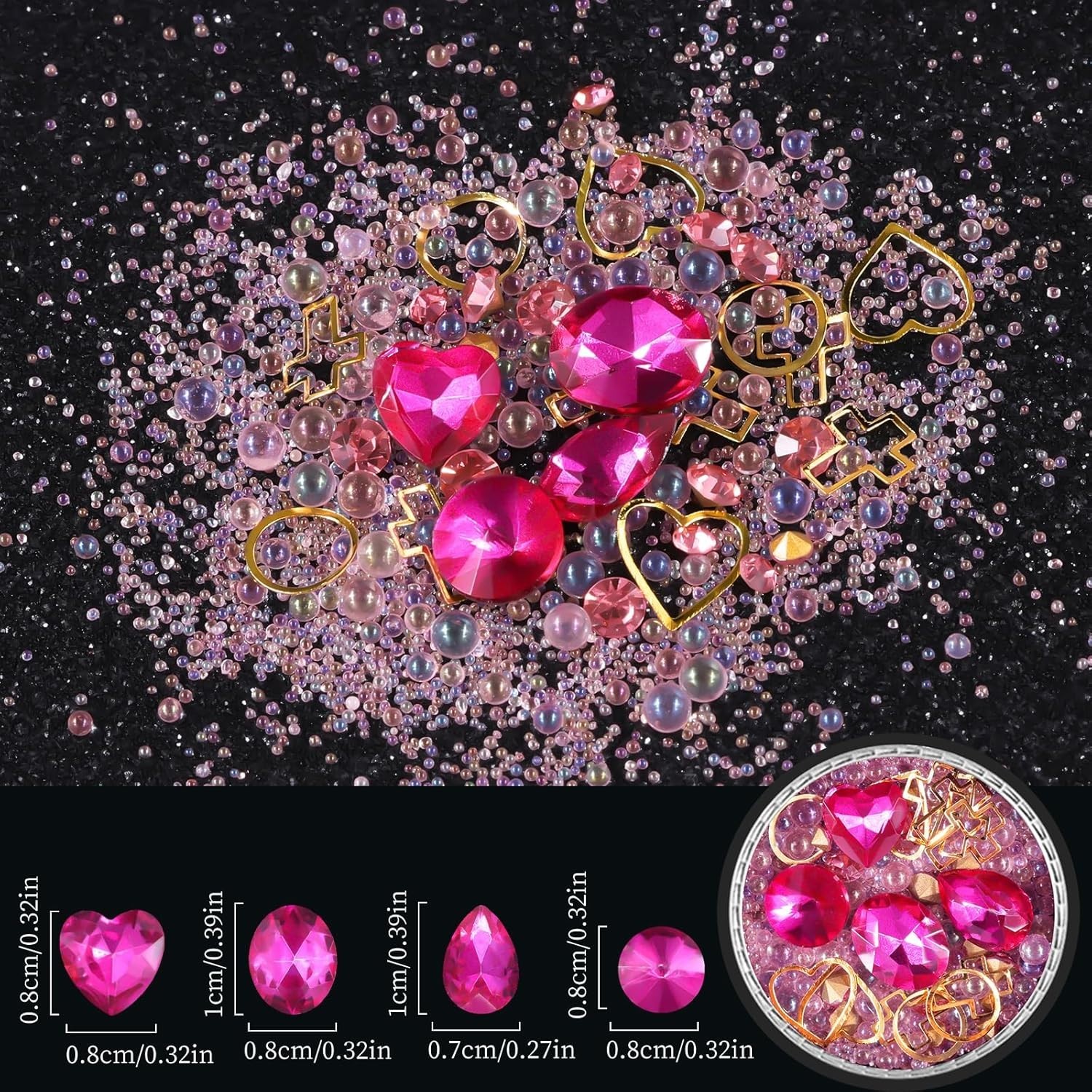 High-Quality Mixed Rhinestones Kit with Crystal Beads – 6 Designs Included