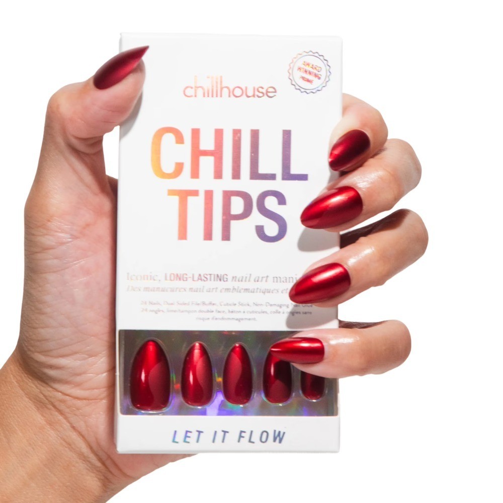 Chill Tips Press On Nails, She’s on Holiday, Almond Style, 30 Count