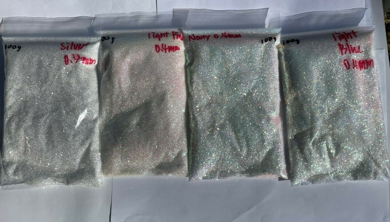 Iridescent White Glitter Hex Snow White: SILVER/PINK/NAVY/BLUE sheen Nail-US-tsp