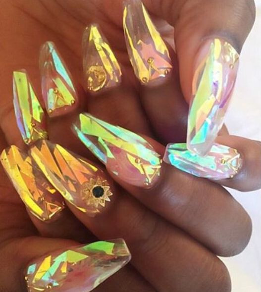 Broken Glass Nail Foil Effect Stickers Shattered Holographic Angel Paper Wraps