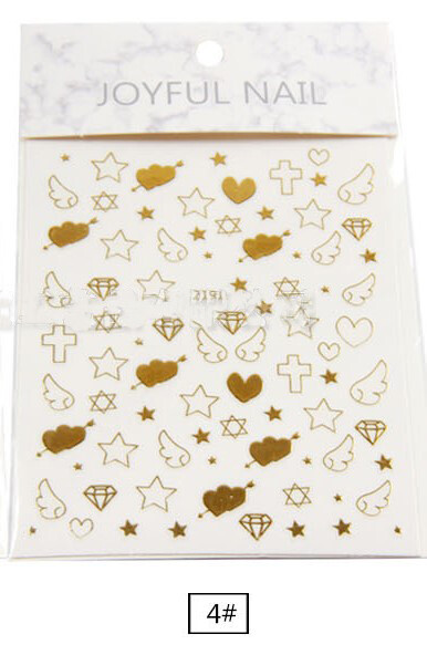 3D Gold Heart Cross Nail Stickers Art DIY Designs Waterproof Decal Manicure US
