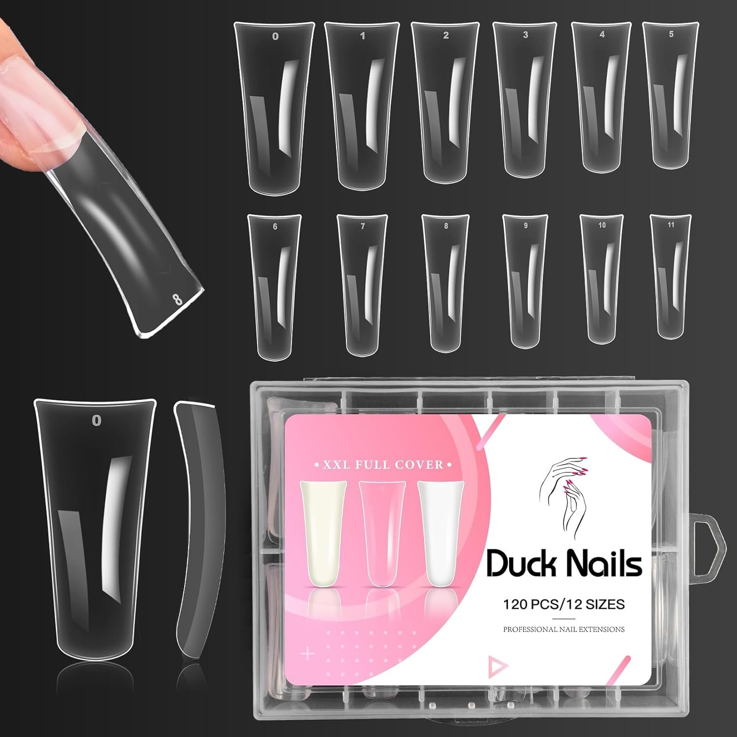 Duck Nail Tips – 120pcs Extra Long Duck Feet Style Full Cover False Nail 12 s…