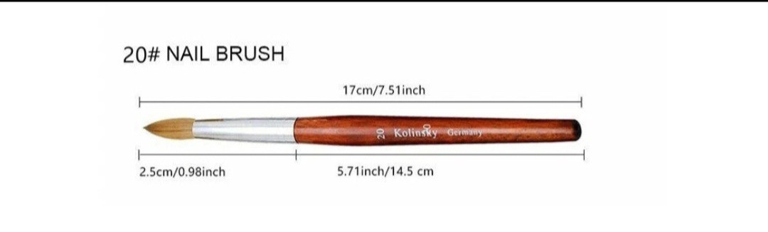 Kolinsky Sable Acrylic Nail Art Brush Round Red Wood Handle Professional size 20