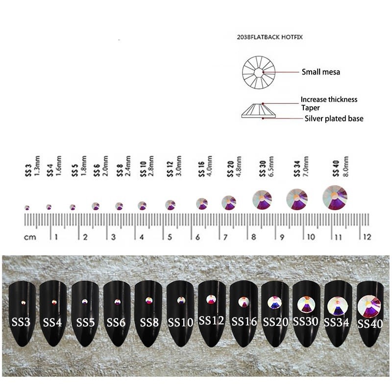 1440pcs (ss4 1.6mm) Glitter Nail Art Rhinestone Flatback Crystal Nail Decoration