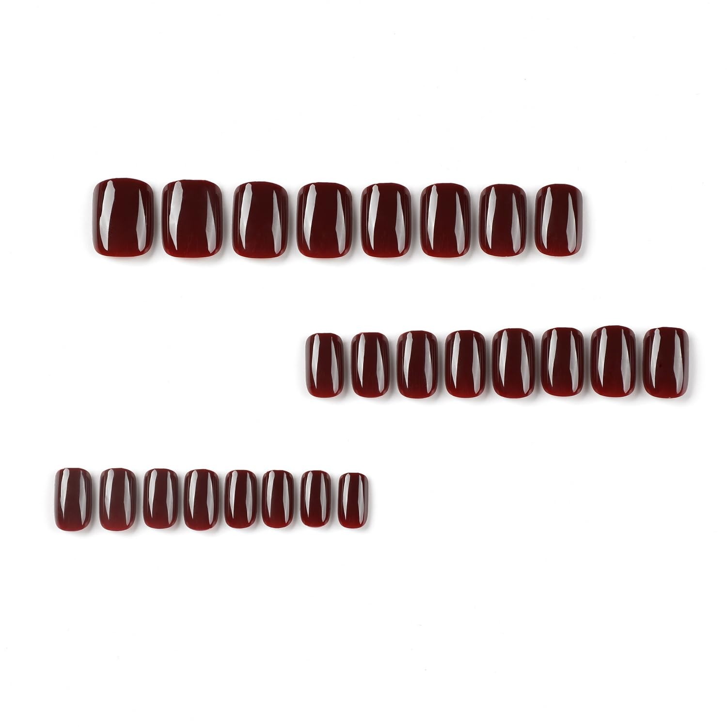 Extra Short Press on Nails Square Wine Red Fake Nails Petite Solid Color Acry…