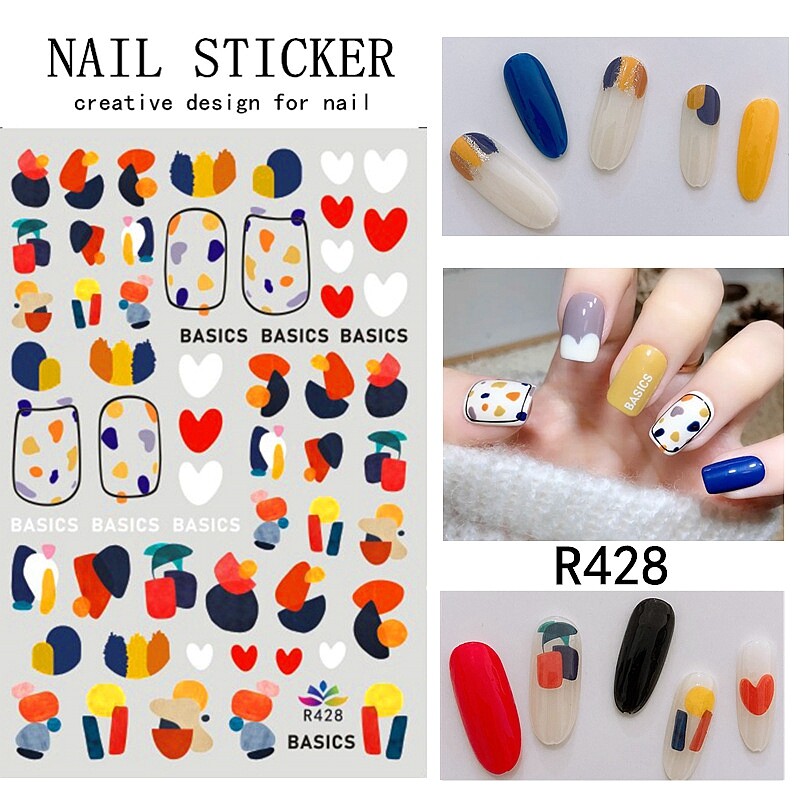 Music Note Flowers Skittle Polka Dots Tricolor 3D Nail Sticker 1520