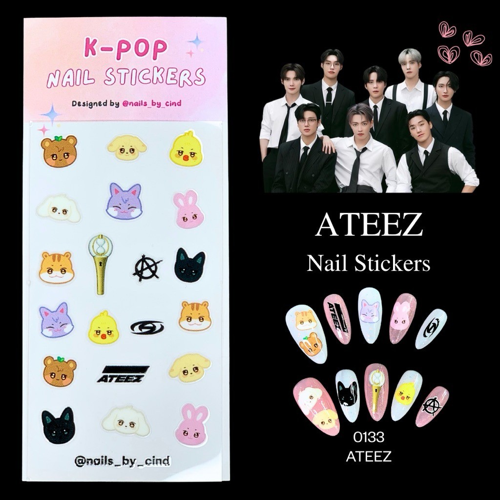ATEEZ KPOP NAIL STICKER FAN MADE KOREA SAN WOO YOUNG SEONG HWA HONG JOONG I Z10