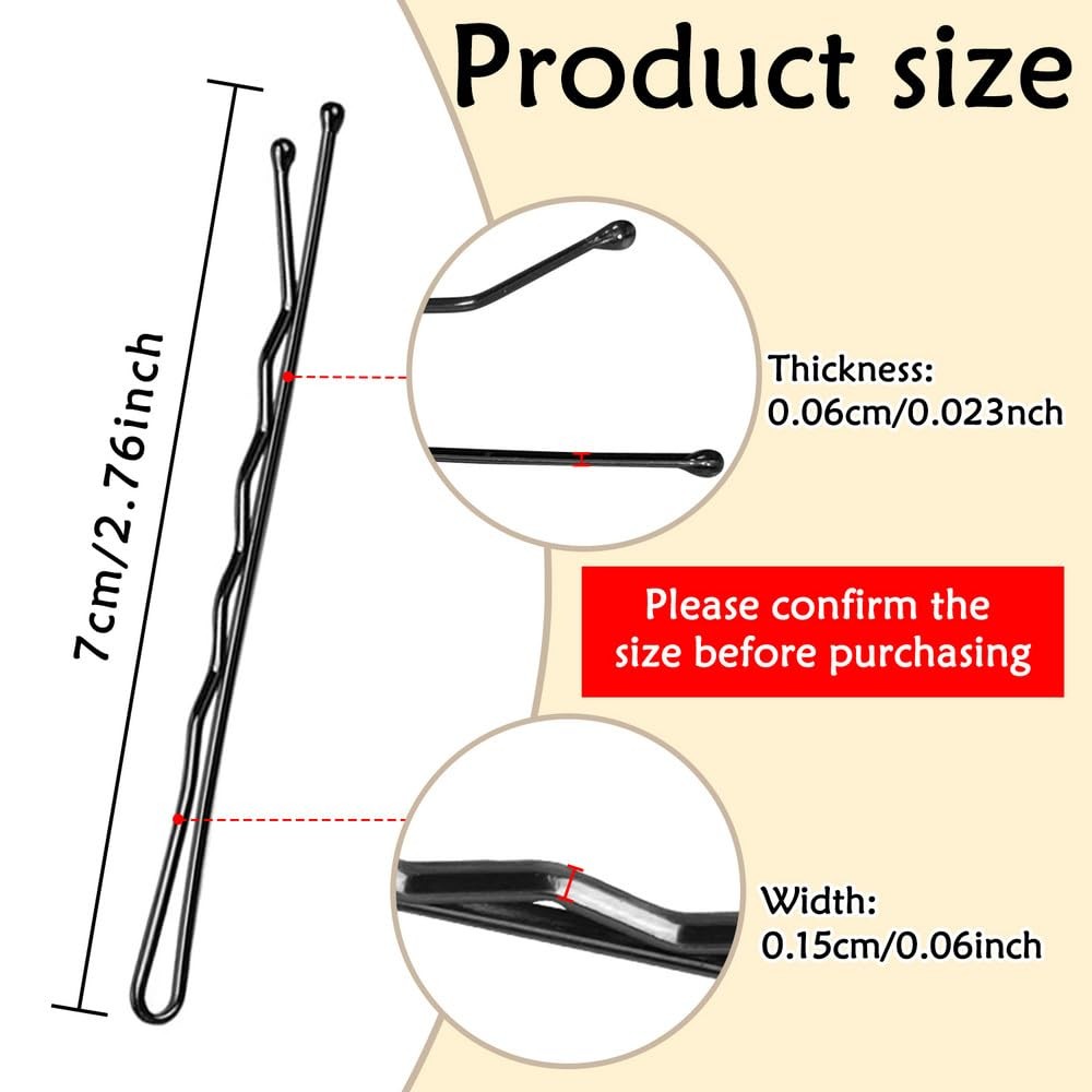 YINGFENG 220pcs Large 2.76-Inch Bobby 1 Count (Pack of 220), Black（2.76inch）