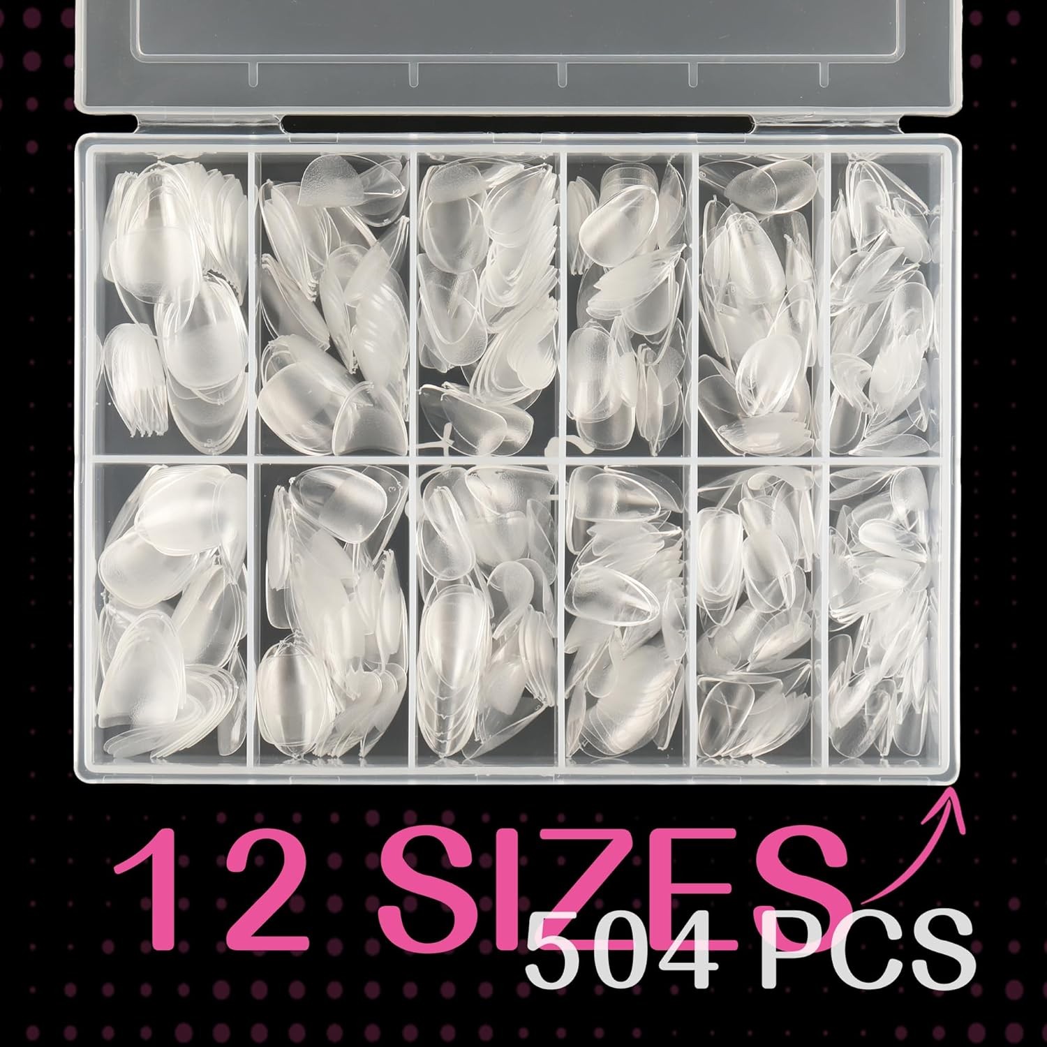 UNA GELLA Extra Short Almond Nail Tips 504PCS Full Cover Soft Gel Clear Fake