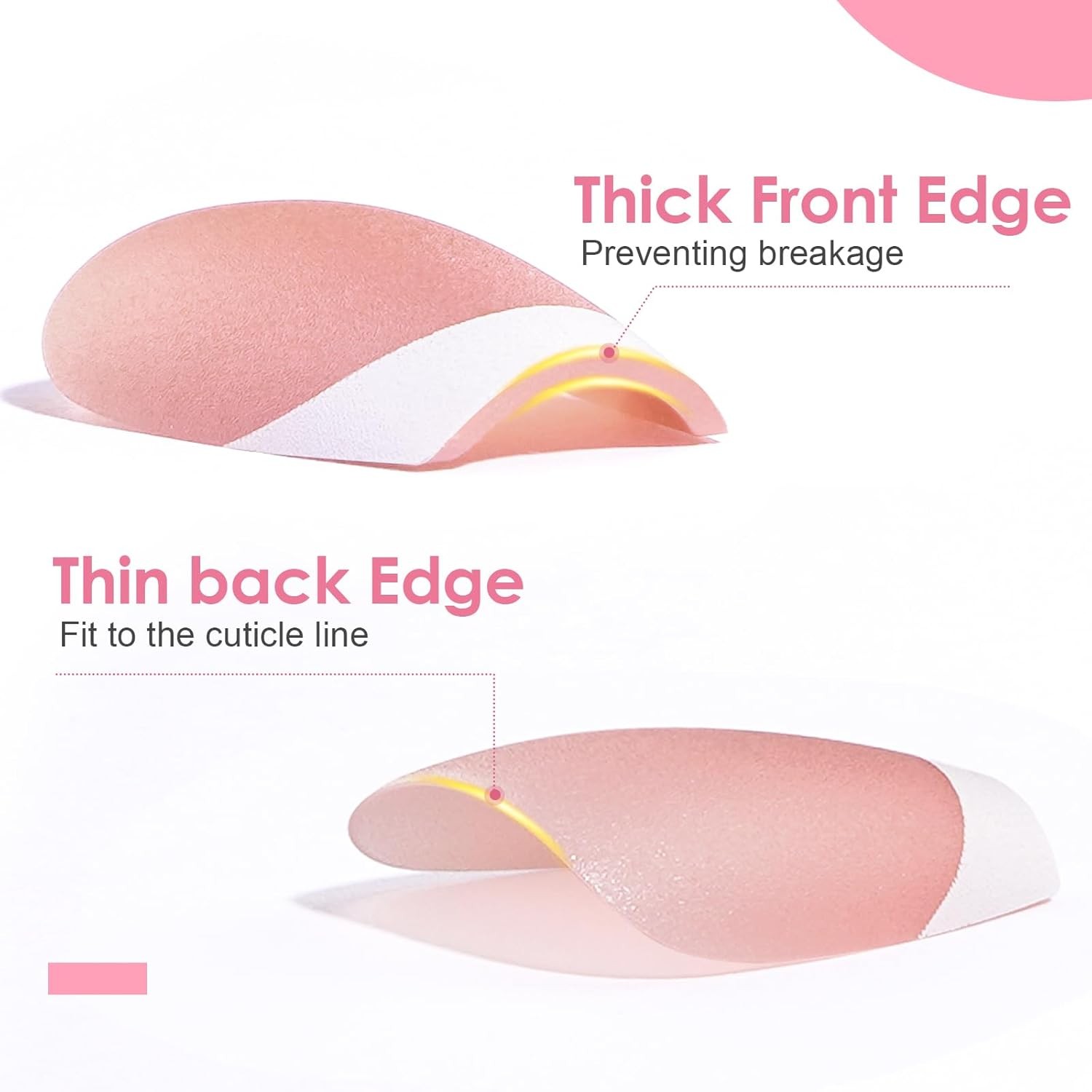 French Tip Press on Nails Almond Gel Nail Tips Short Medium Pink White 300pc