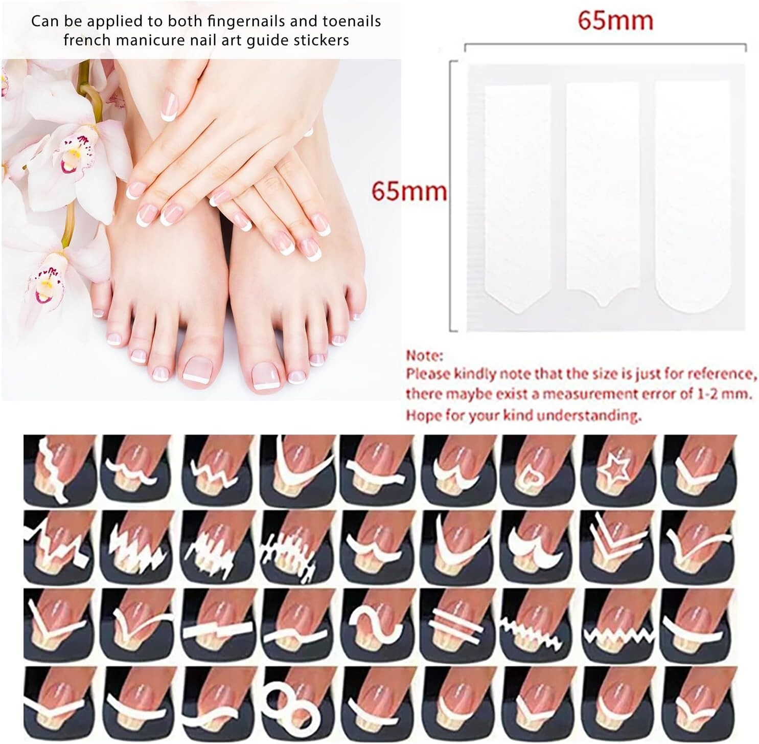 2000 Pieces French Manicure Tip Nail Guides Stickers Nail Art