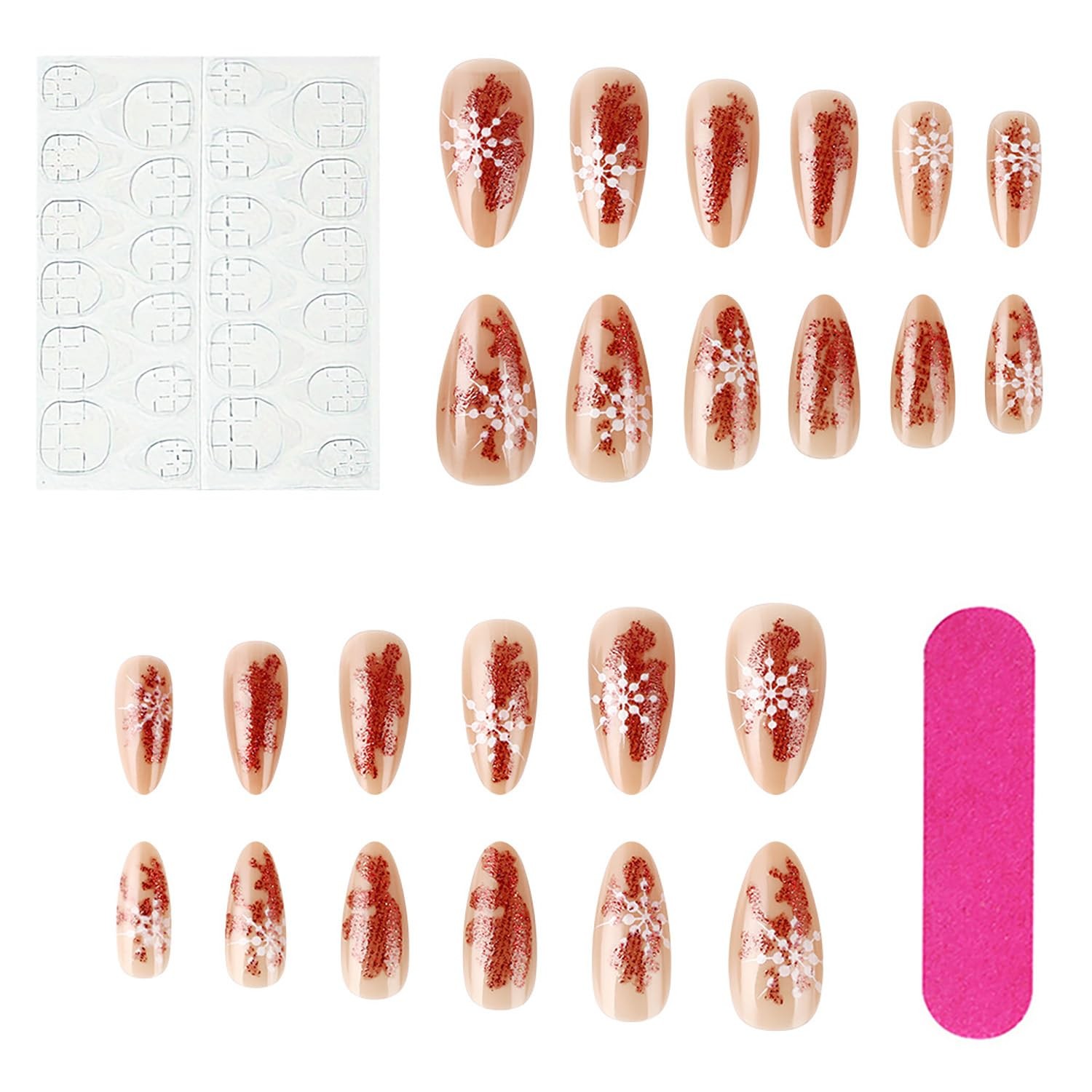 Christmas Press on Nails Almond Shaped Glossy Full Cover Acrylic Medium Almon…