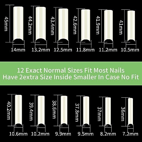 240 Pcs Square Nail Tips Extra Long No C Curve XXL Tapered Square Half natural