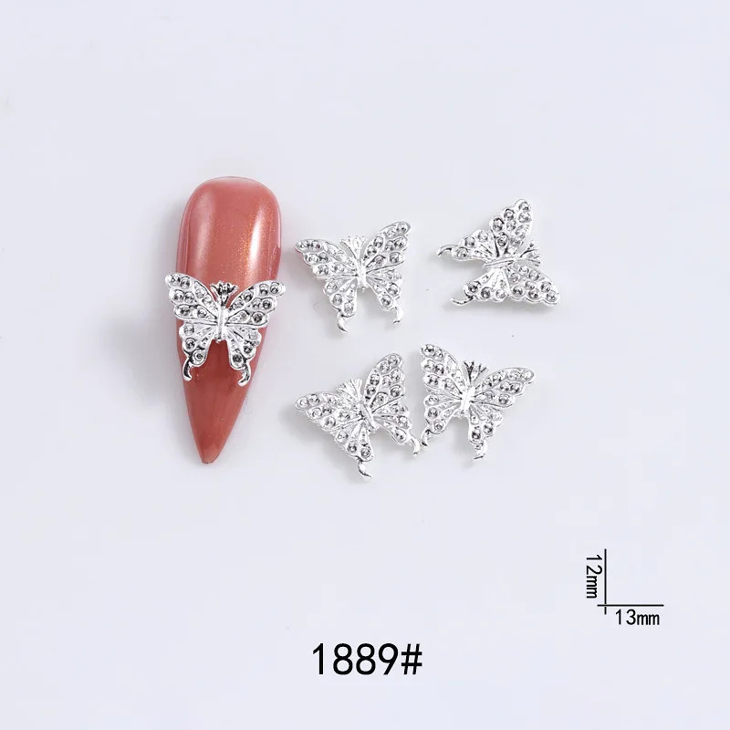 20Pcs Nail Art Butterfly Metal 3D Decals Alloy Gold/Silver/White Butterfly Shape