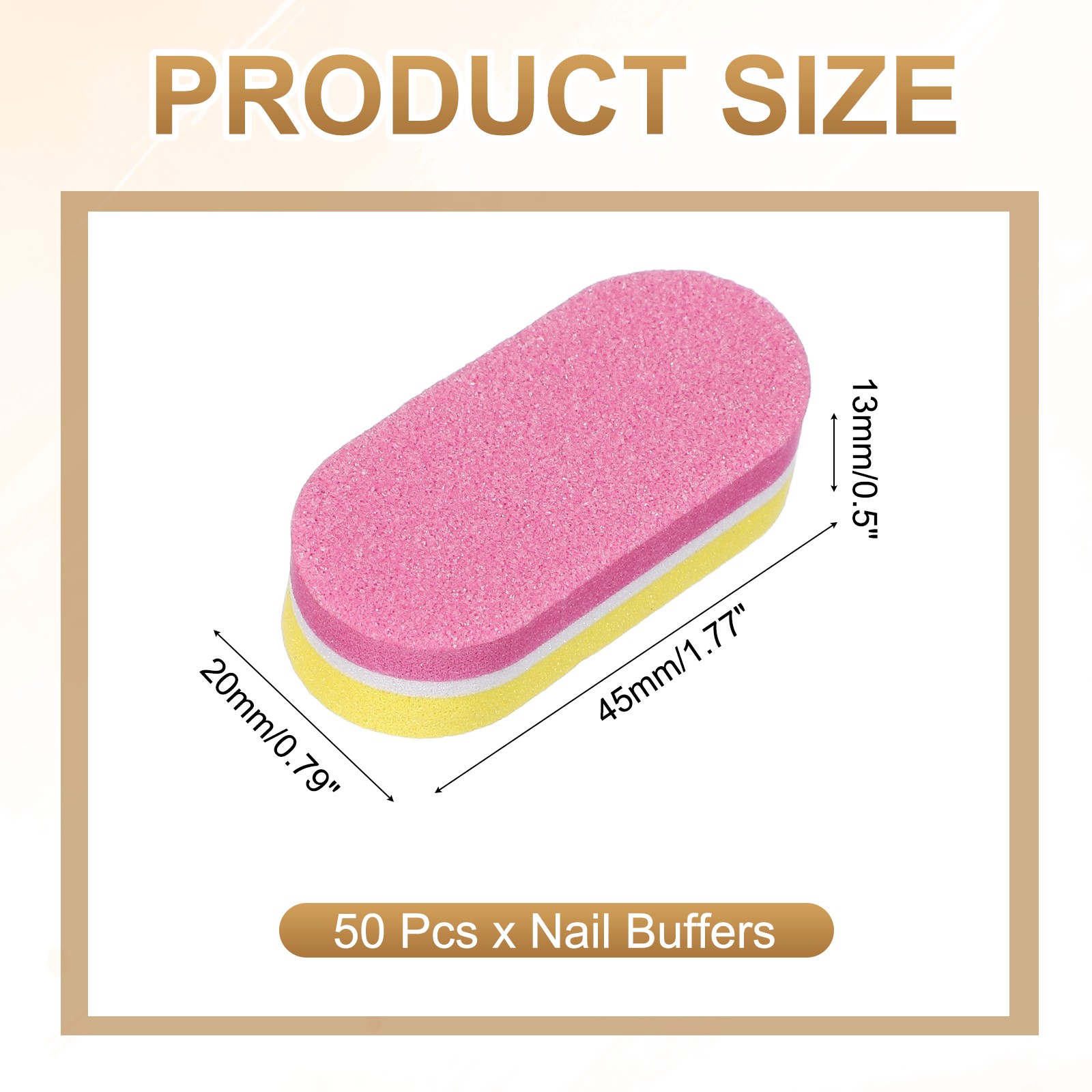 50pcs for Nail Buffers 100/180 Grit Mini Nail Sanding Blocks Set Pink/Yellow