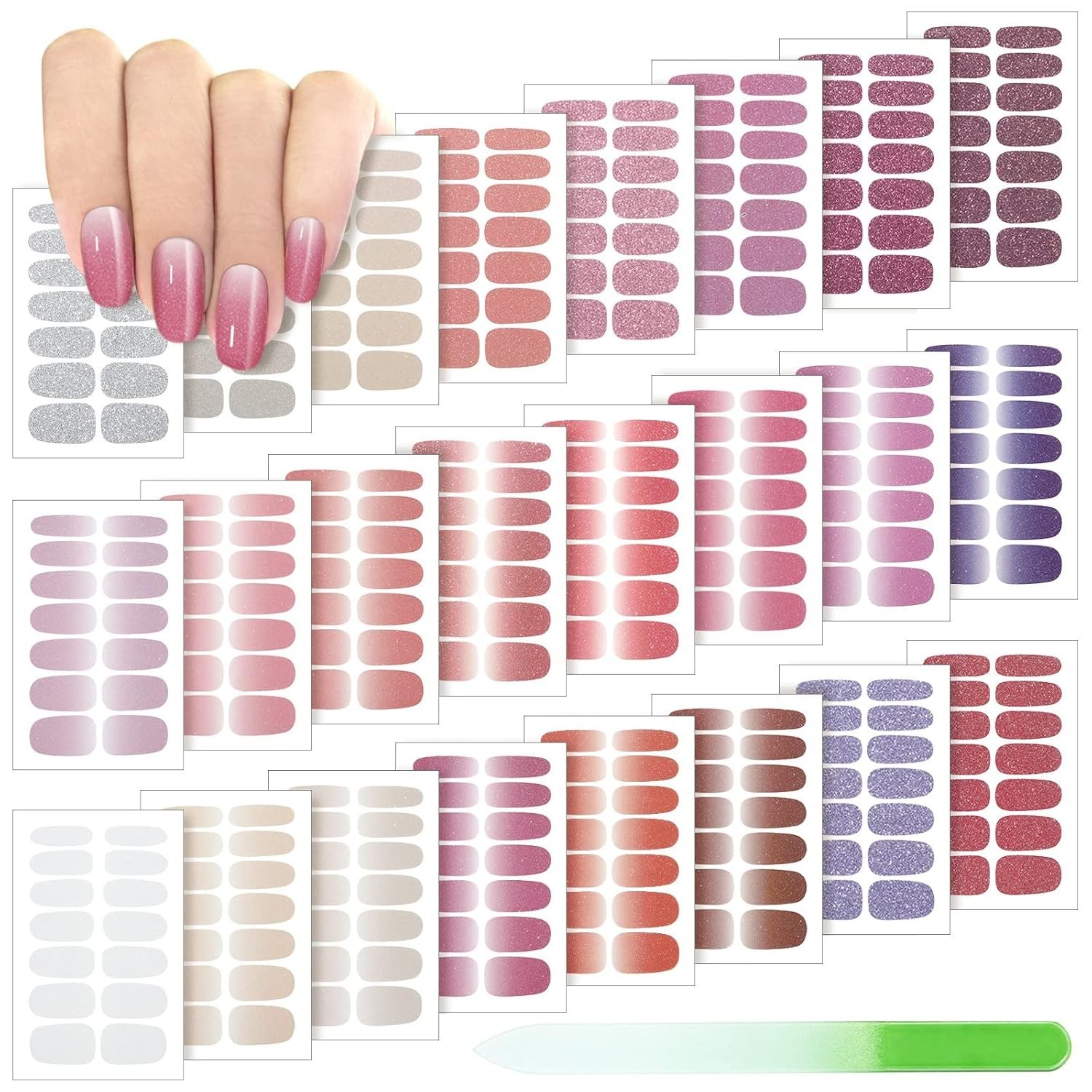 336 Pieces 24 Sheets Full Wrap Nail Polish Strips Stickers Self Adhesive Gel …
