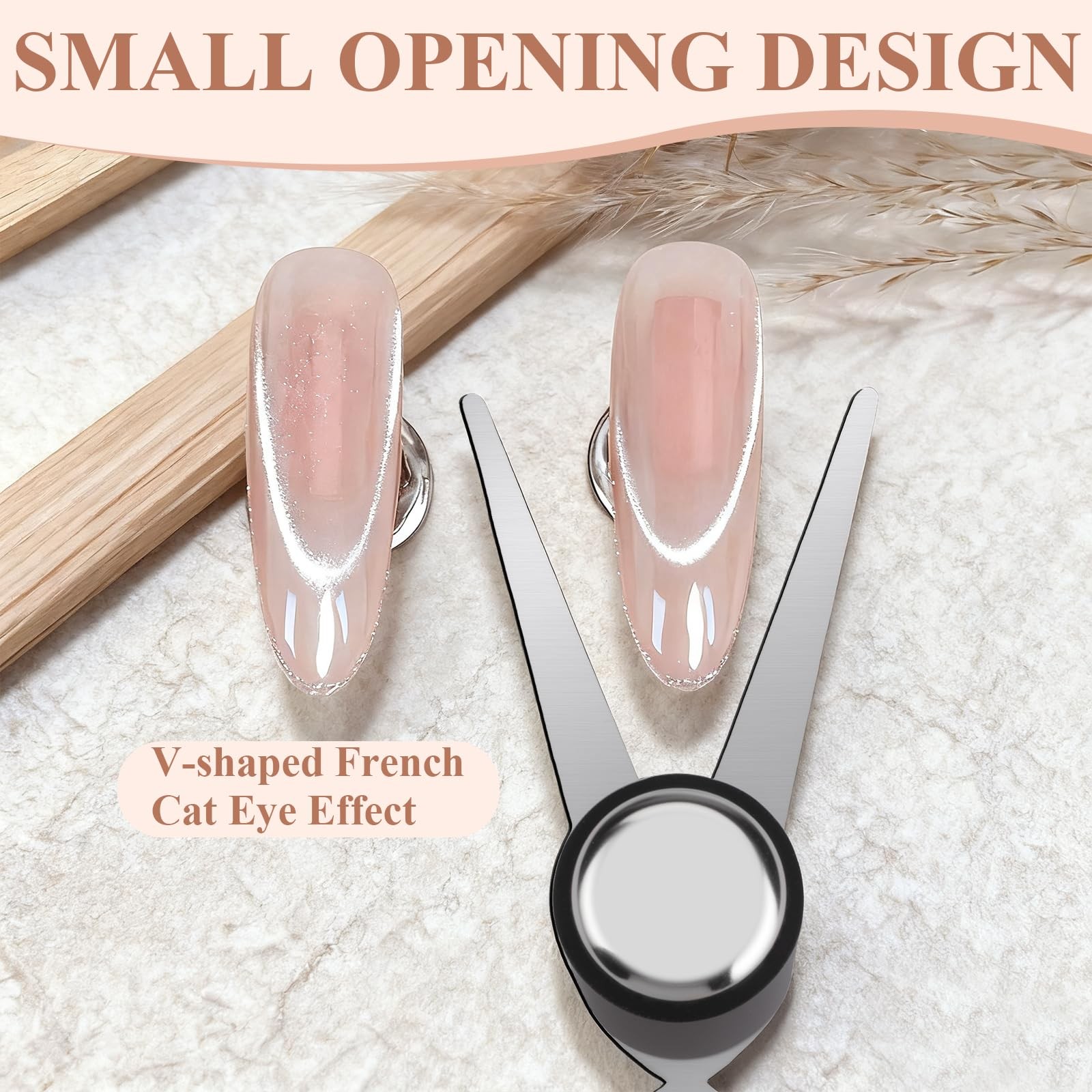 Plman Cat Eye Magnet Set, Scissor-shaped Nail Tool, 2 in 1 Silver