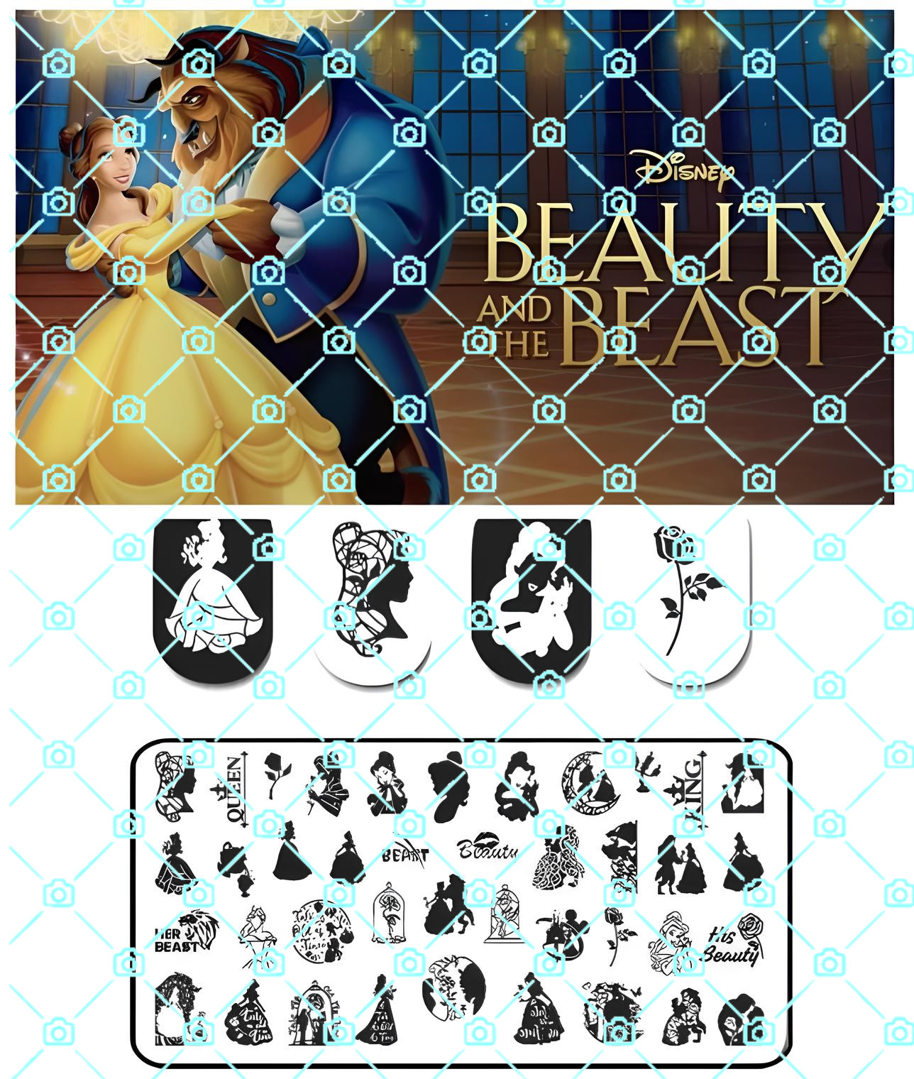 High- Quality Stainless Steel Disney’s Beauty & the Beast Nail Stamping Plate