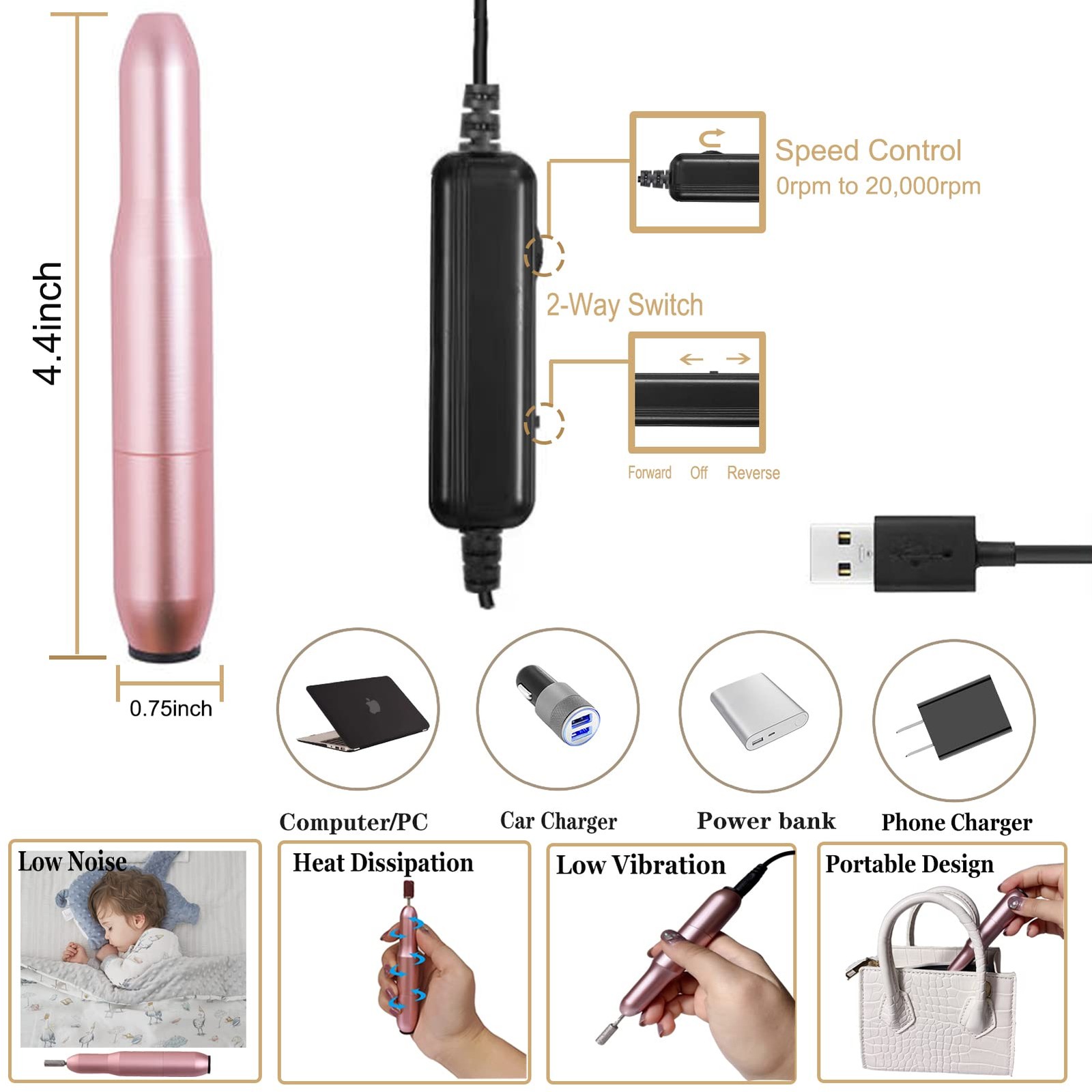 116 Pcs Portable Electric Nail Drill Kit With 120W UV LED Lamp Manicure Pedicure
