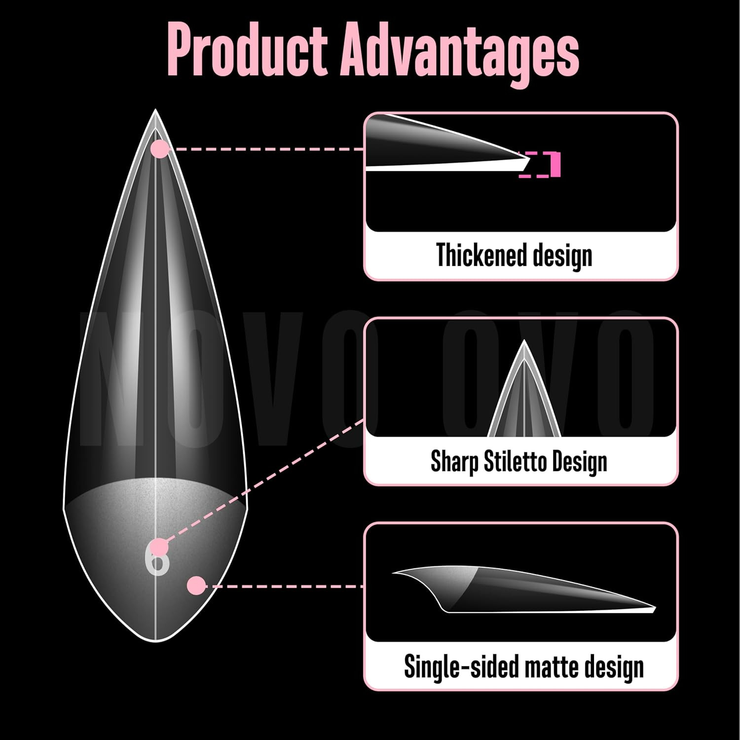 Half Cover Sharp Stiletto Soft Gel Nail Tips, Extra Thick V Shape Shallow Paste