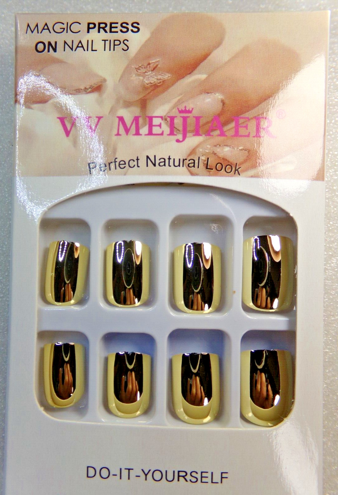 Do it Yourself Gold Mirror Chrome Glue on Nails Short Fingernails